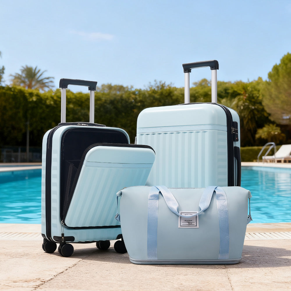 Azor 3-Piece Expandable Carry-On Set, Front Pocket, TSA Lock