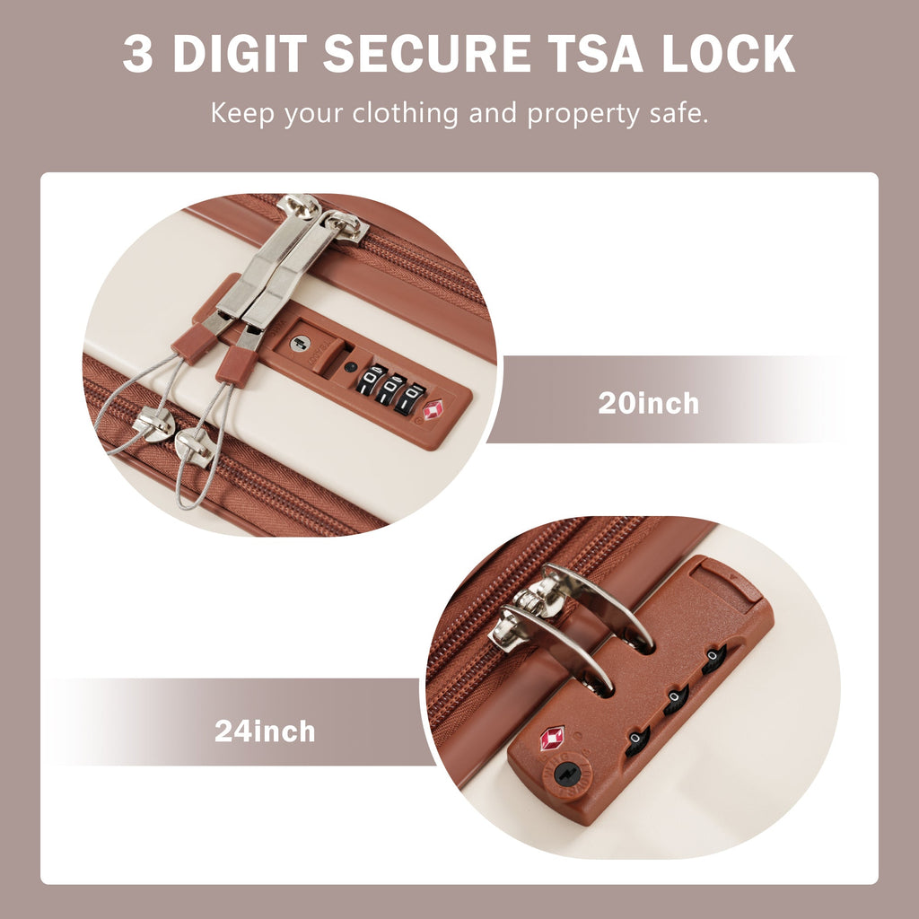 Azor 3-Piece Expandable Carry-On Set, Front Pocket, TSA Lock