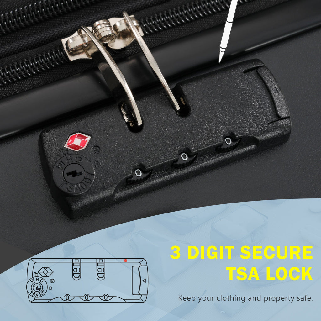 Azor 3-Piece Expandable Carry-On Set, Front Pocket, TSA Lock