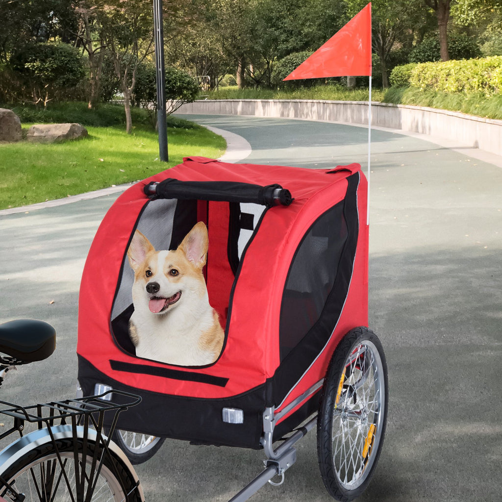Azor Foldable Pet Bike Trailer Dog Cat Travel Bicycle Carrier Red