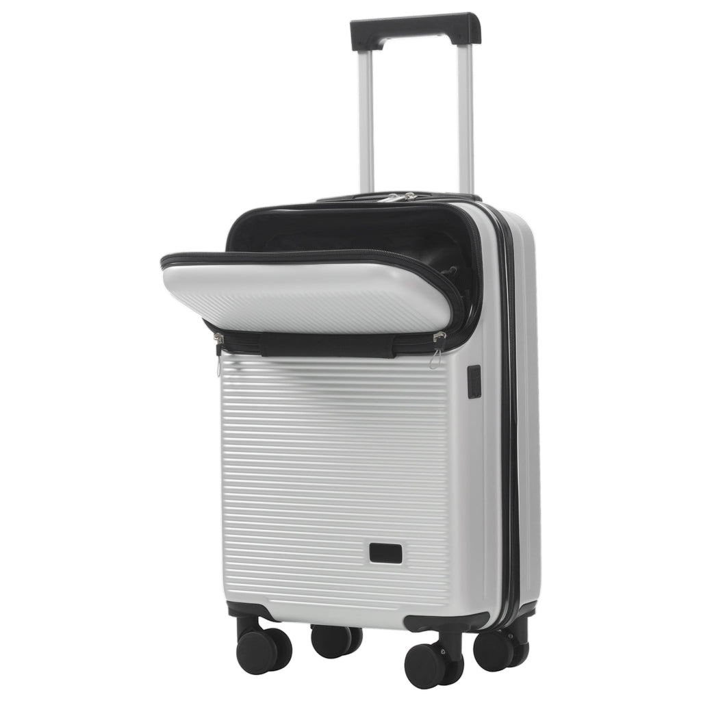 Azor Silver 5-Piece Luggage Set, Complete Travel System, TSA Lock