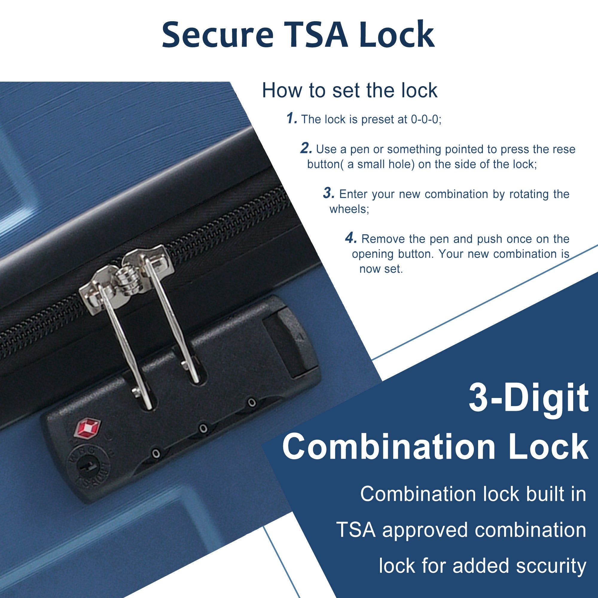 Azor Black & Brown Luggage Set, Timeless Travel Style, TSA Lock