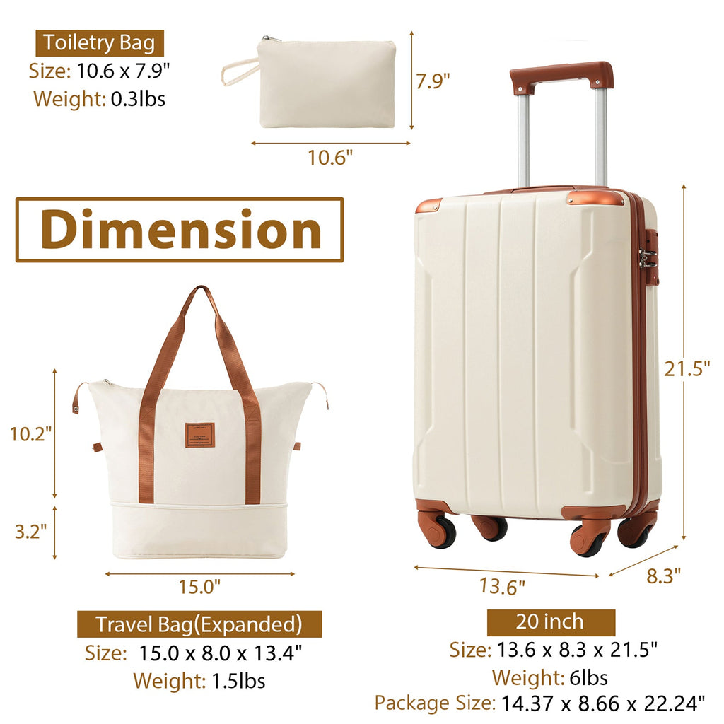 Azor Black & Brown Luggage Set, Timeless Travel Style, TSA Lock