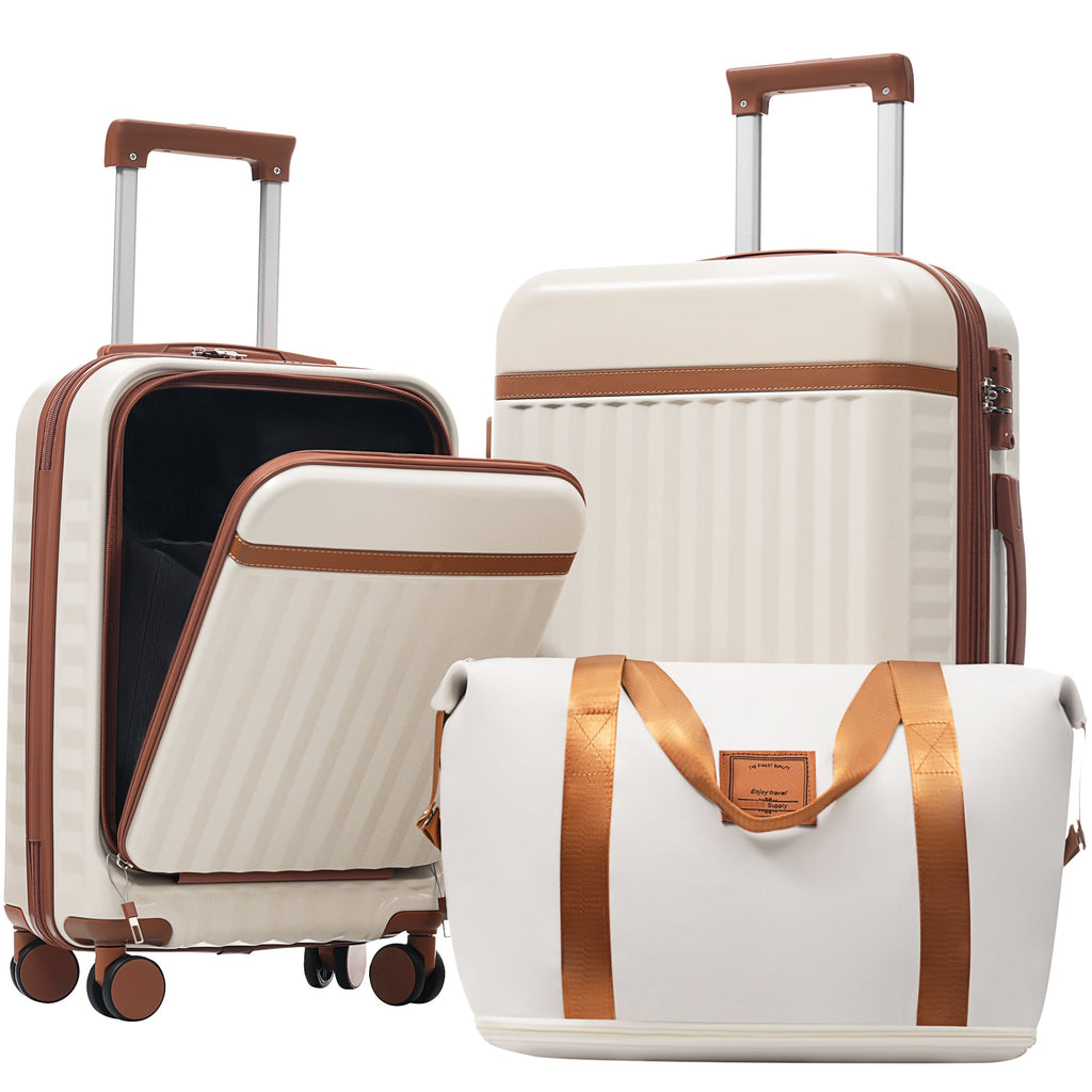 Azor 3-Piece Expandable Carry-On Set, Front Pocket, TSA Lock