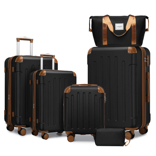 Azor 6-Piece Hardshell Luggage Set, Ultimate Travel Kit, TSA Lock
