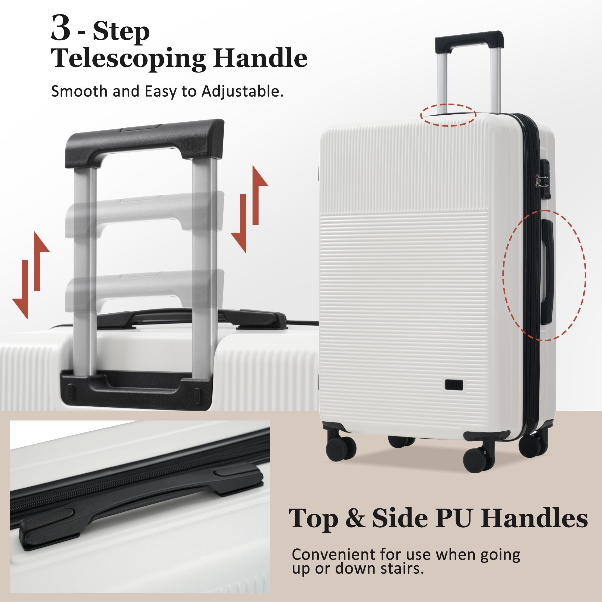 Azor Silver 5-Piece Luggage Set, Complete Travel System, TSA Lock