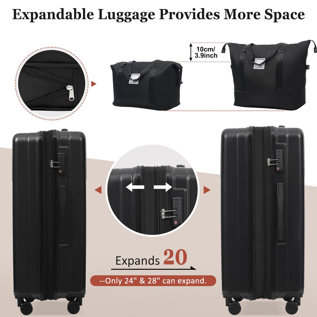 Azor Silver 5-Piece Luggage Set, Complete Travel System, TSA Lock