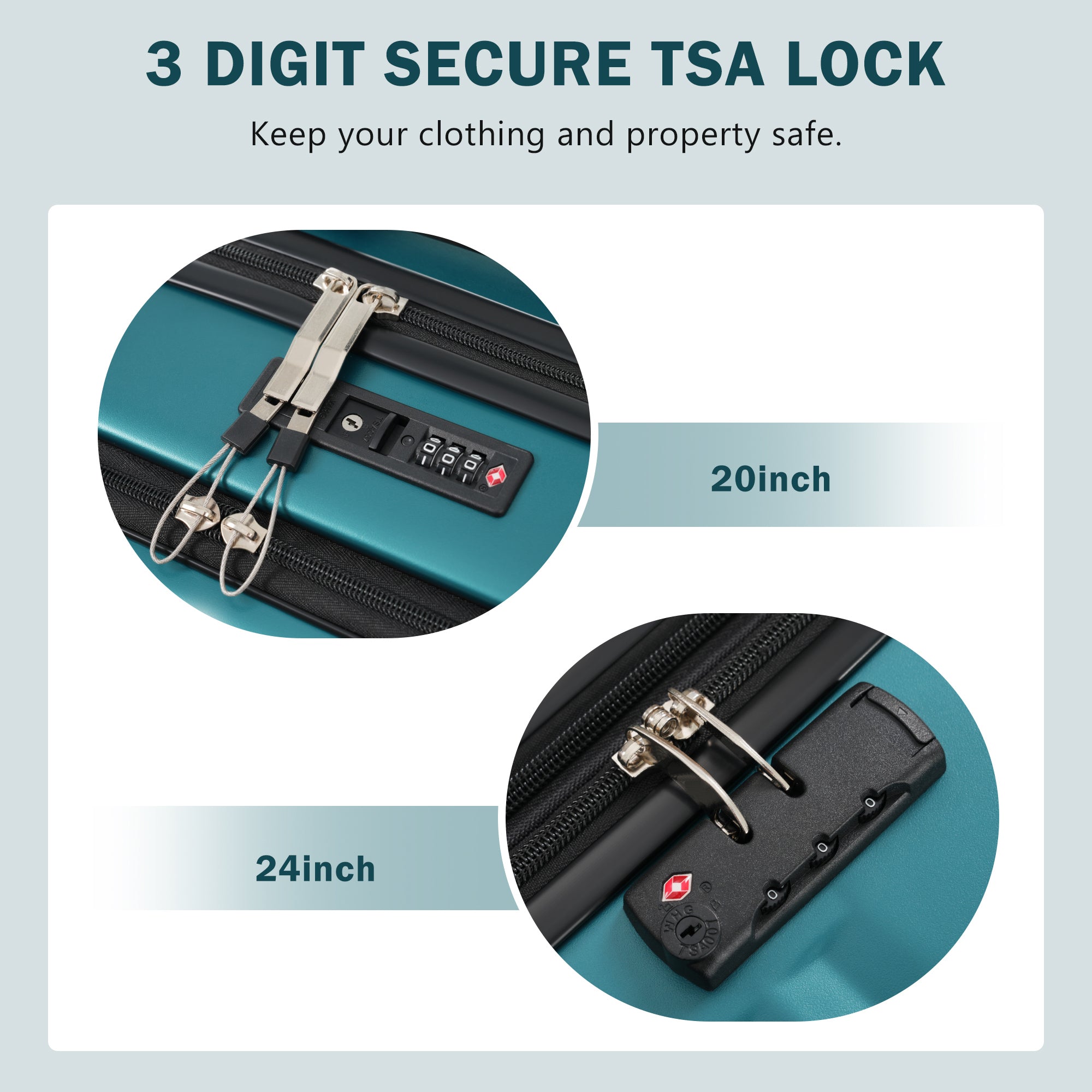 Azor 3-Piece Expandable Carry-On Set, Front Pocket, TSA Lock