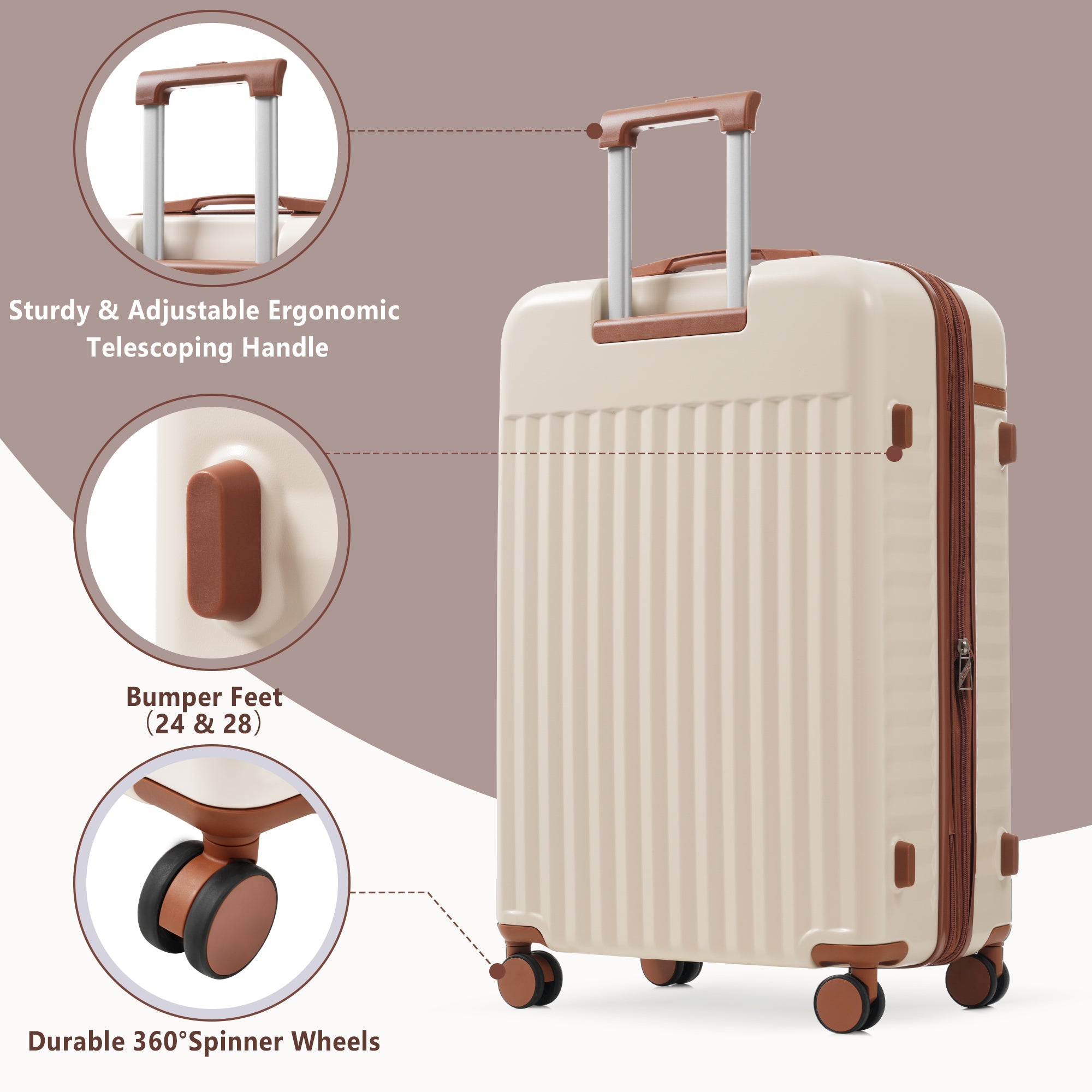 Azor 3-Piece Expandable Carry-On Set, Front Pocket, TSA Lock