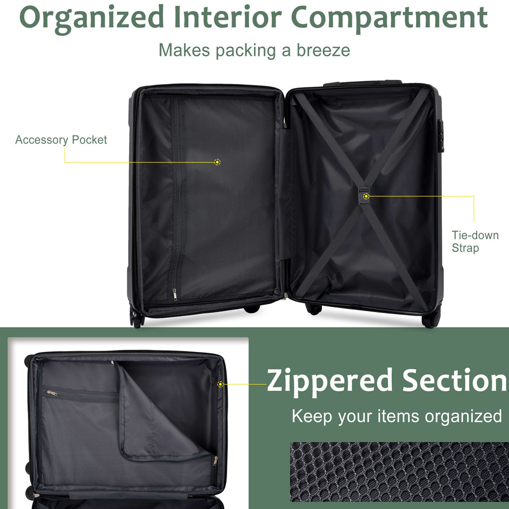 Azor Black & Brown Luggage Set, Timeless Travel Style, TSA Lock