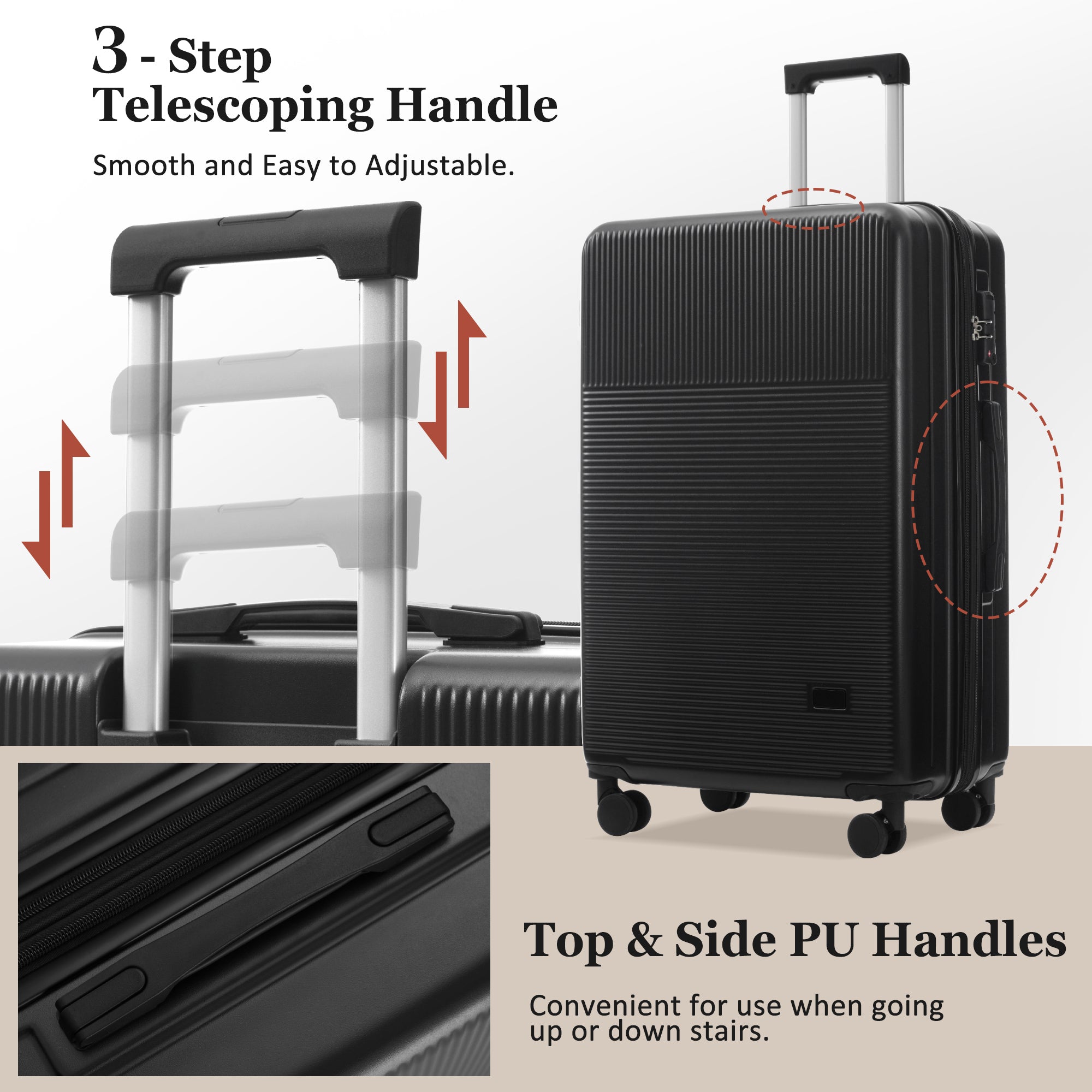 Azor Silver 5-Piece Luggage Set, Complete Travel System, TSA Lock