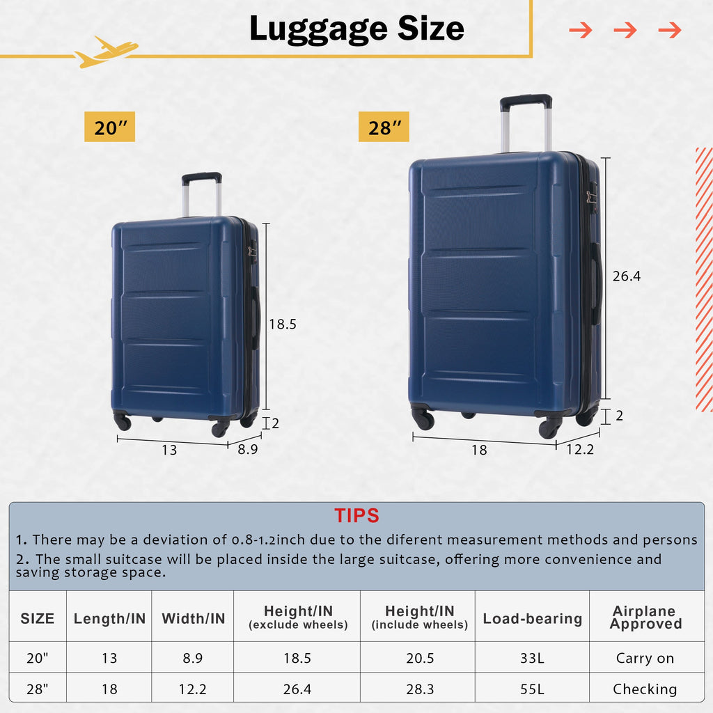 Azor Light Blue ABS Luggage Set, Travel in Colour, TSA Lock