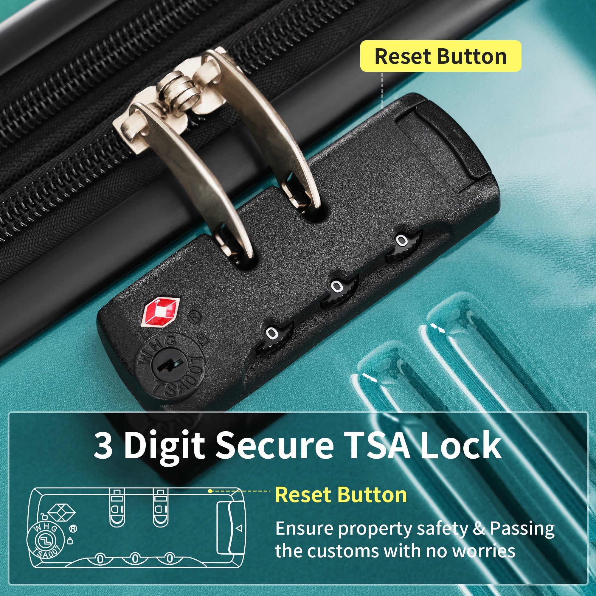 Azor 3-Piece PC Hardshell Set, Premium Travel Trio, TSA Lock