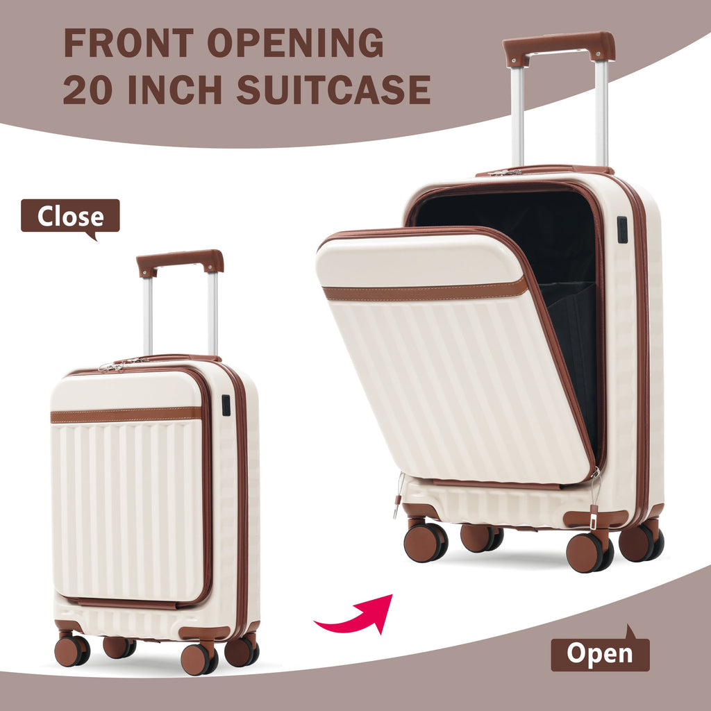 Azor 3-Piece Expandable Carry-On Set, Front Pocket, TSA Lock