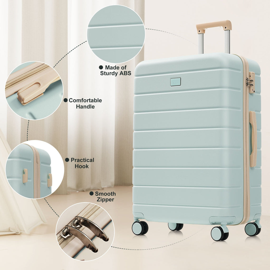 Azor Blue PC Luggage Set, Lightweight Travel Trio, TSA Lock