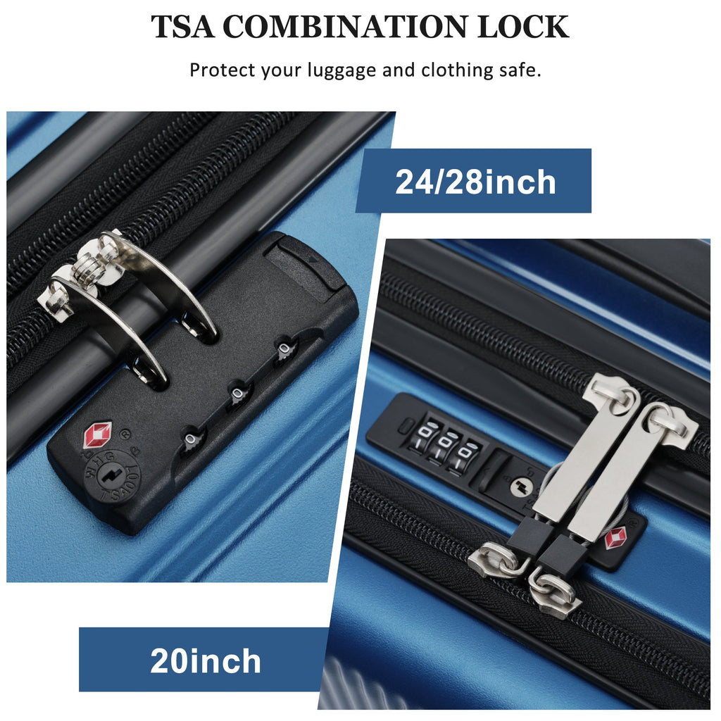 Azor Silver 5-Piece Luggage Set, Complete Travel System, TSA Lock