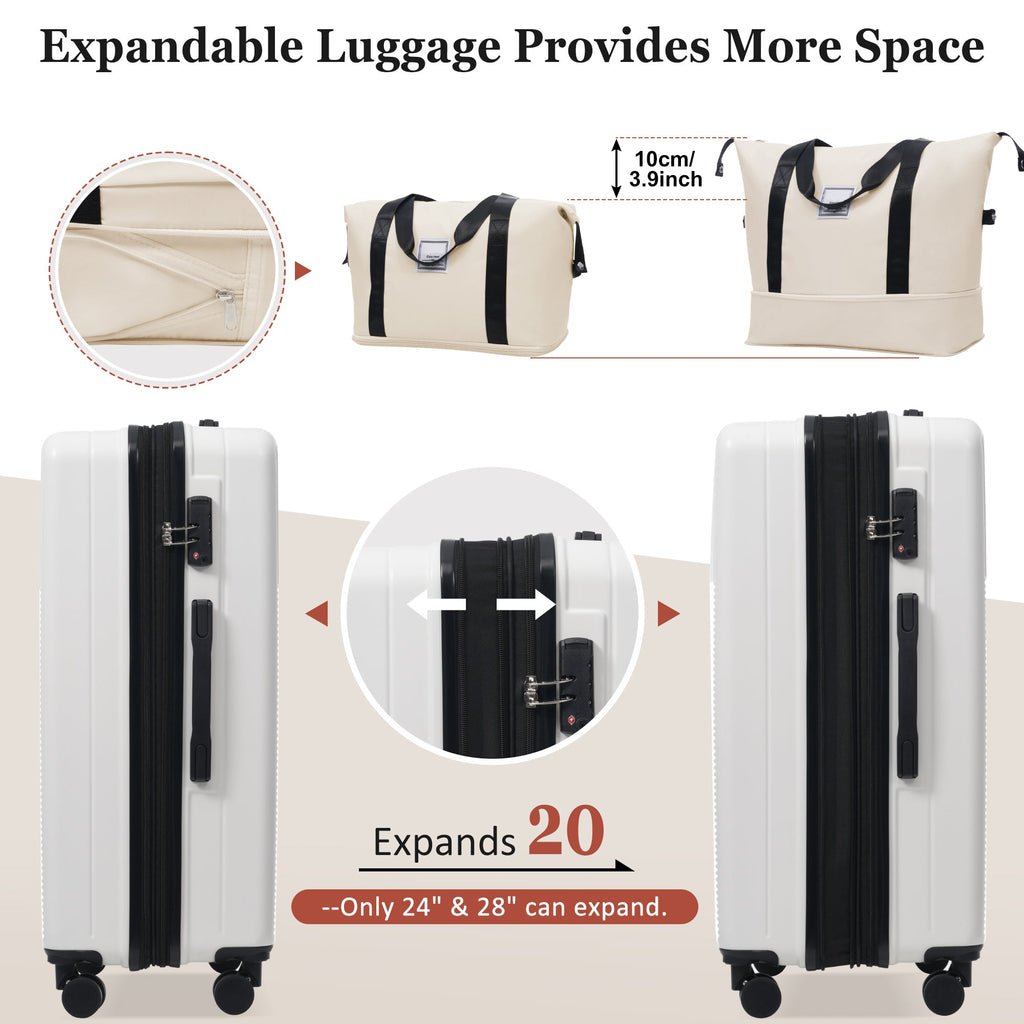 Azor Silver 5-Piece Luggage Set, Complete Travel System, TSA Lock