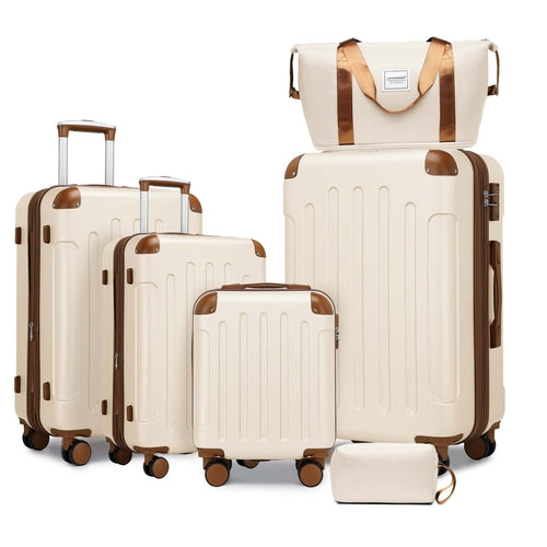 Azor 6-Piece Hardshell Luggage Set, Ultimate Travel Kit, TSA Lock