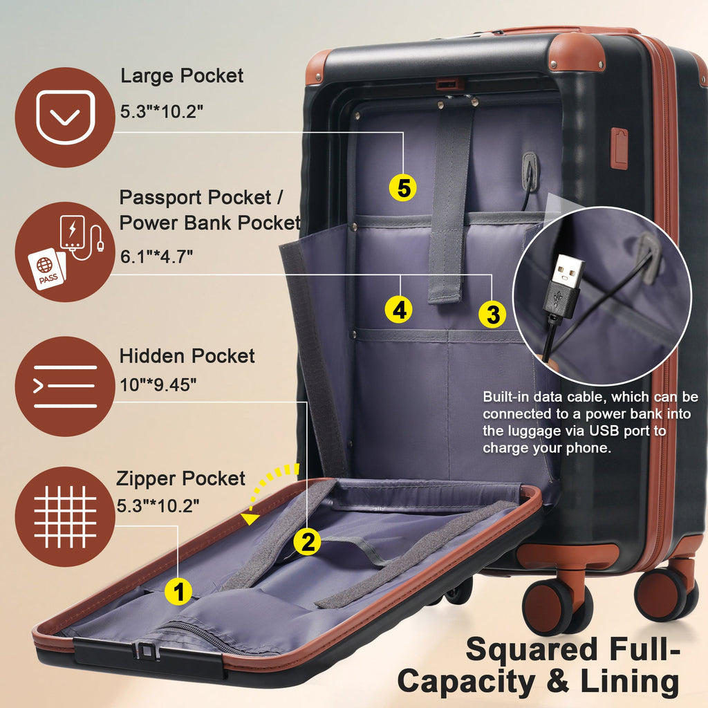 Azor 5-Piece Hardshell Carry-On Set, Complete System, Spinner Wheels