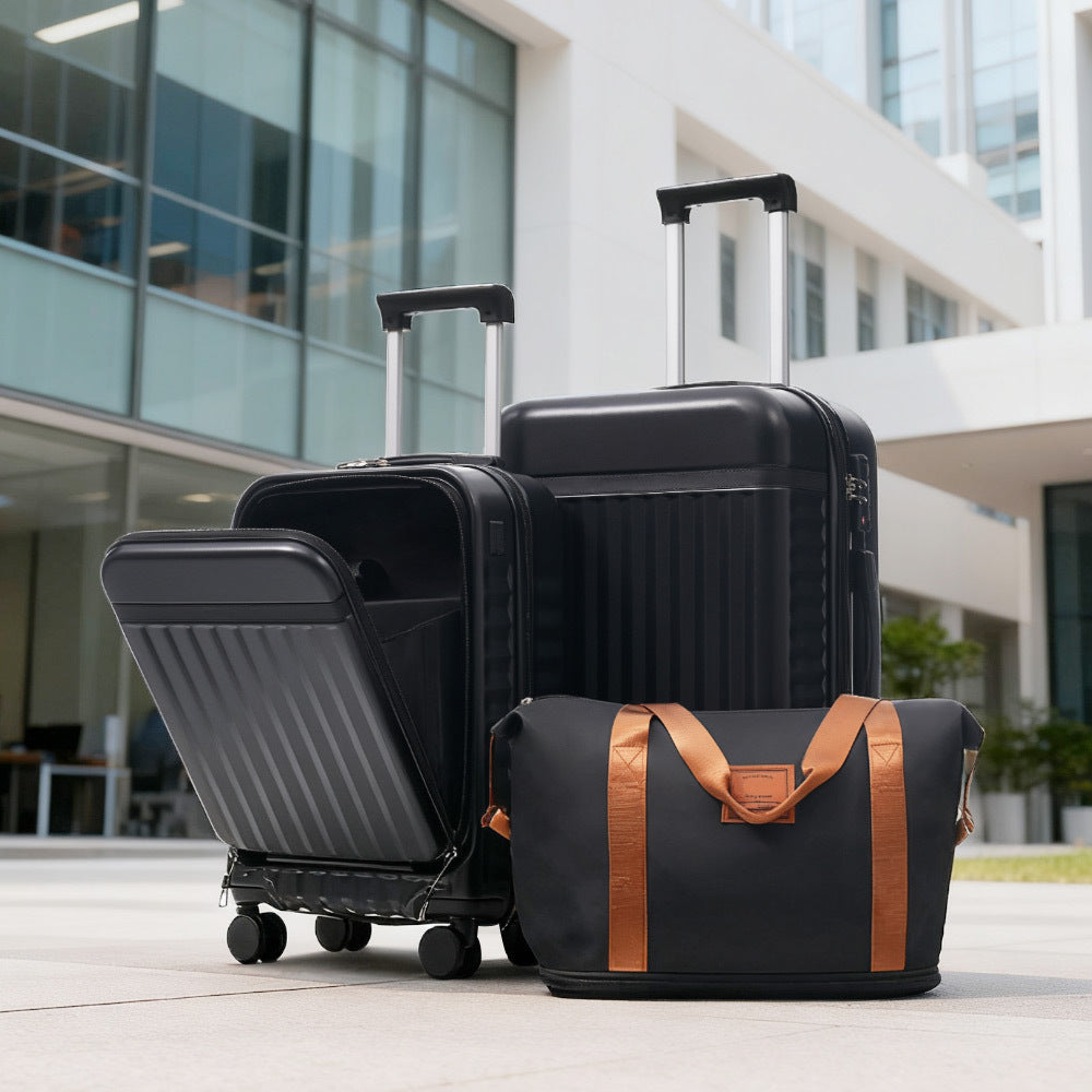Azor 3-Piece Expandable Carry-On Set, Front Pocket, TSA Lock