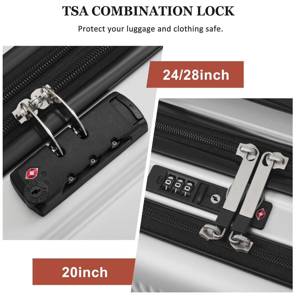 Azor Silver 5-Piece Luggage Set, Complete Travel System, TSA Lock