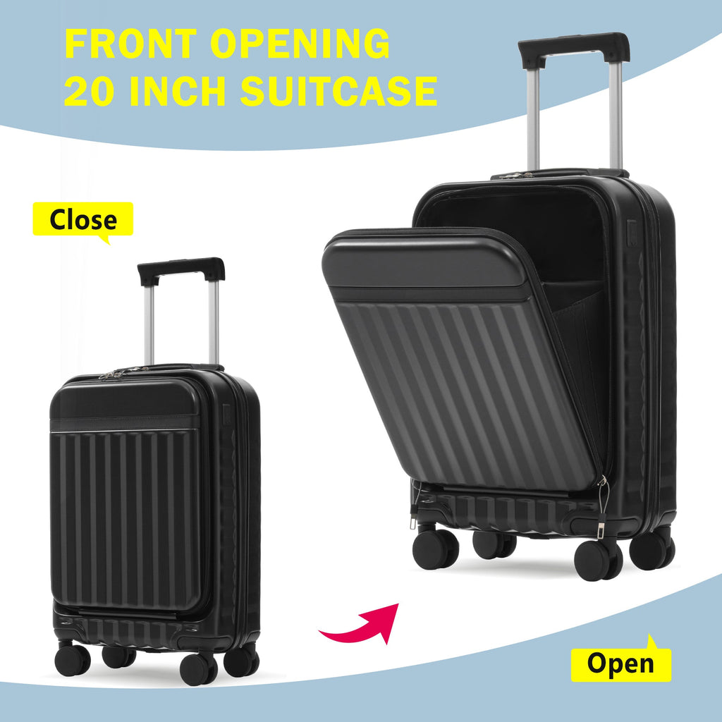 Azor 3-Piece Expandable Carry-On Set, Front Pocket, TSA Lock
