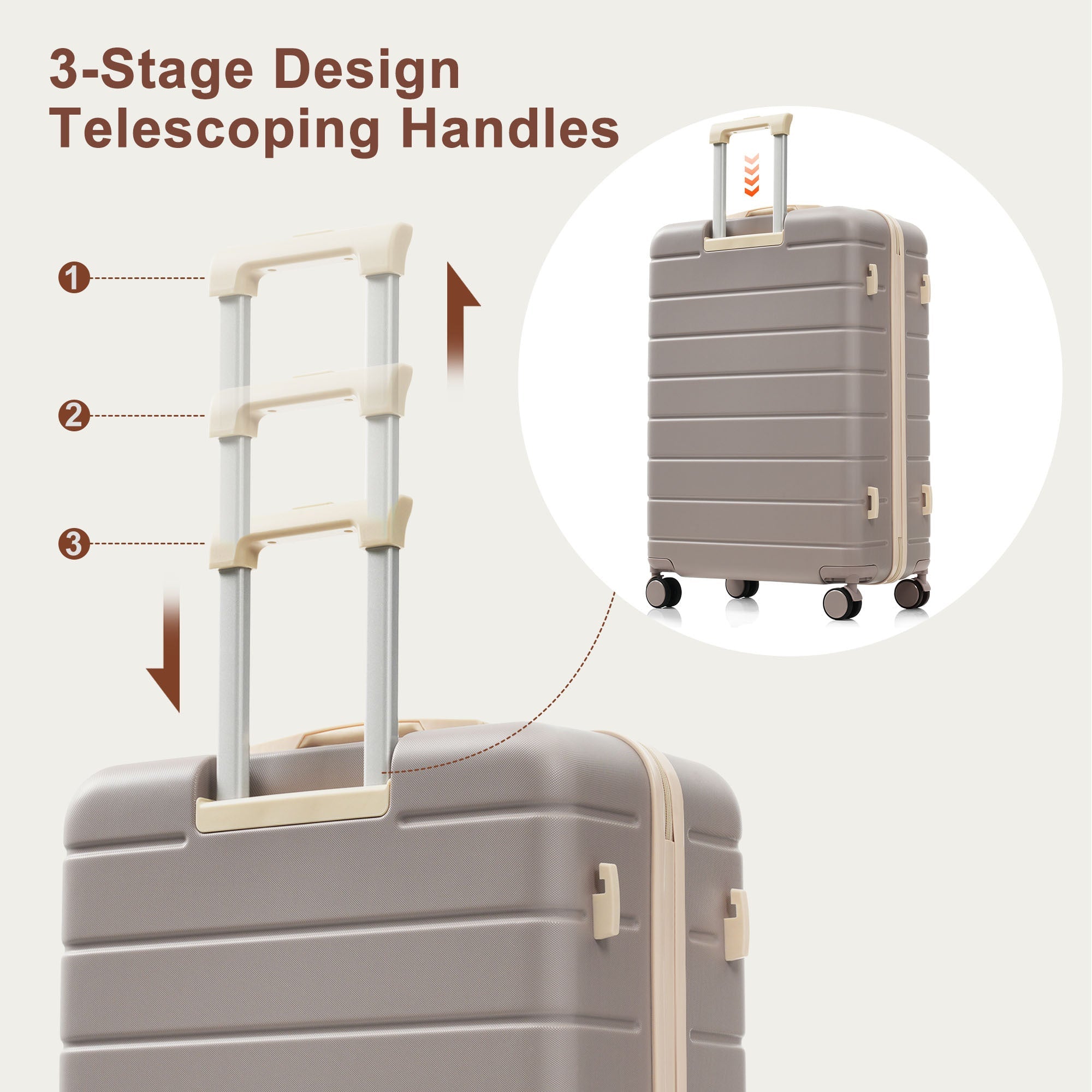 Azor Blue PC Luggage Set, Lightweight Travel Trio, TSA Lock