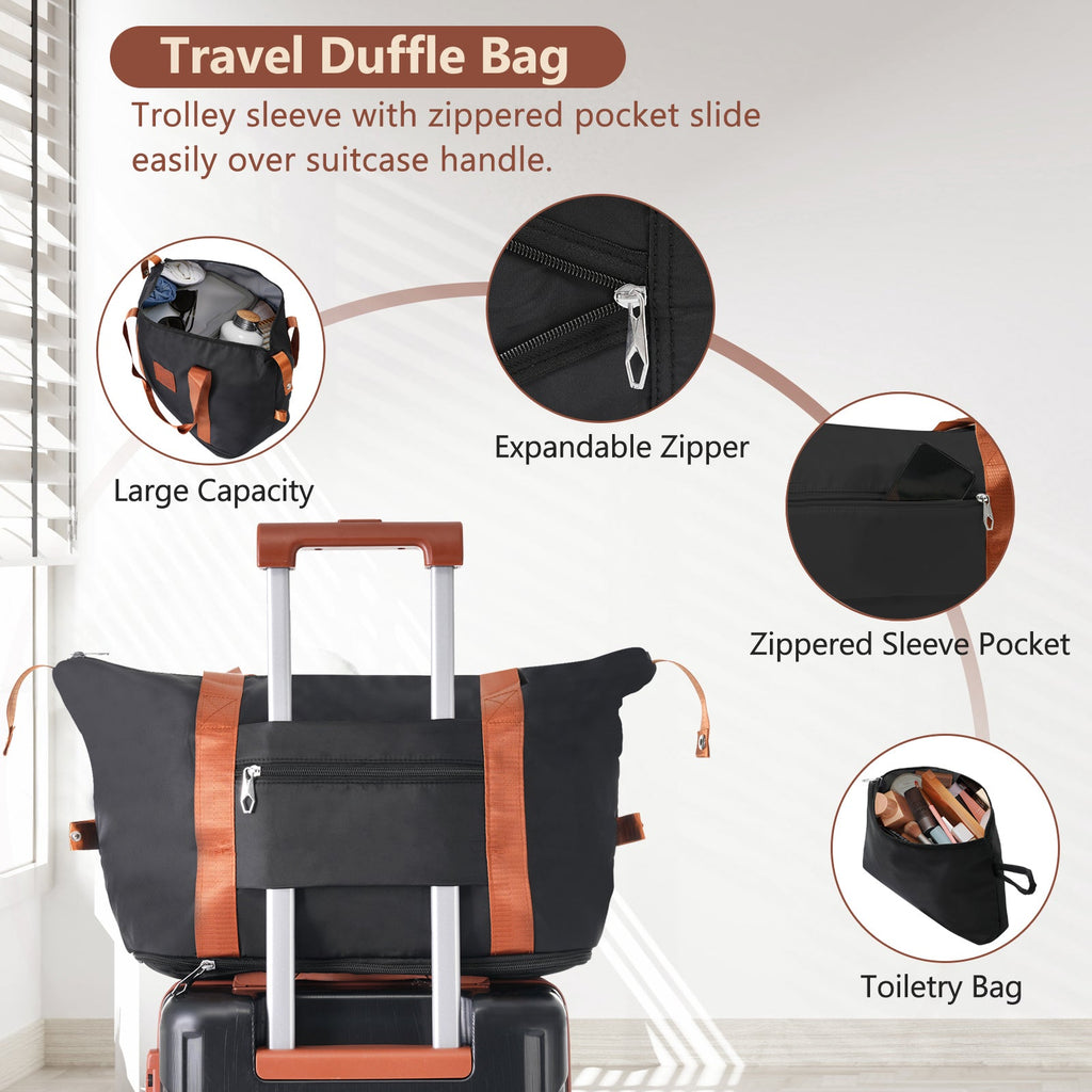 Azor Black & Brown Luggage Set, Timeless Travel Style, TSA Lock