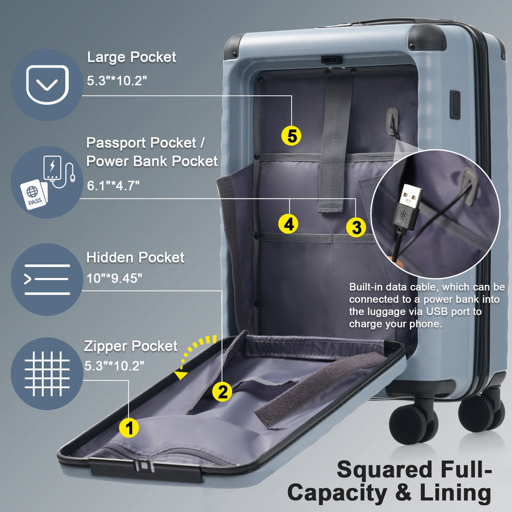 Azor 5-Piece Hardshell Carry-On Set, Complete System, Spinner Wheels