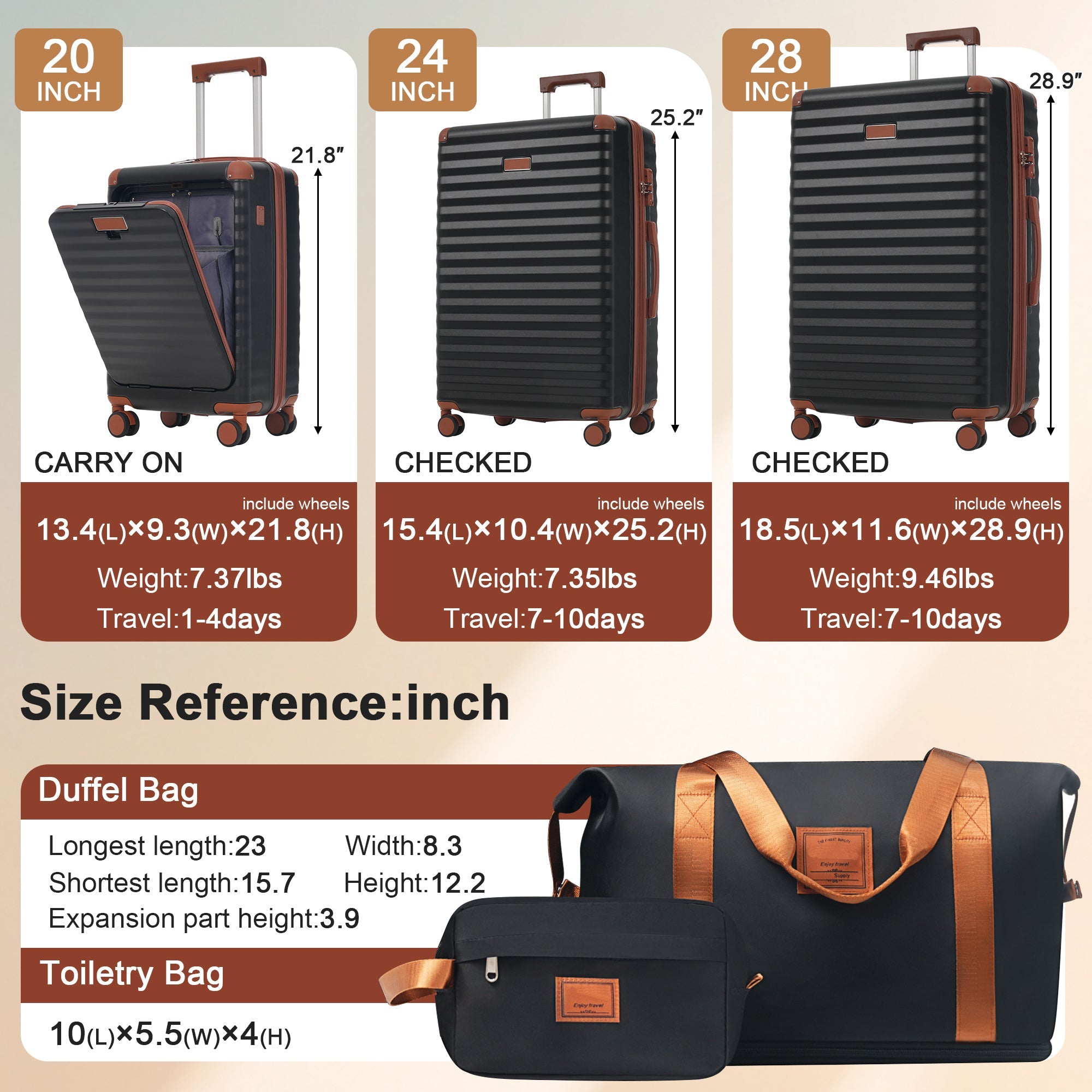 Azor 5-Piece Hardshell Carry-On Set, Complete System, Spinner Wheels