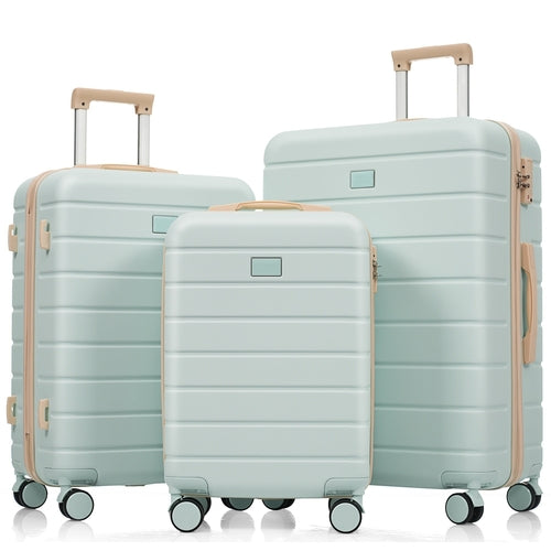 Azor Blue PC Luggage Set, Lightweight Travel Trio, TSA Lock