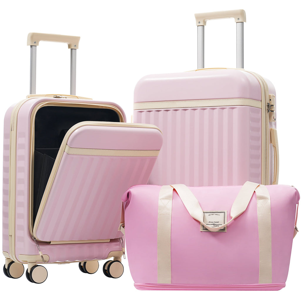 Azor 3-Piece Expandable Carry-On Set, Front Pocket, TSA Lock