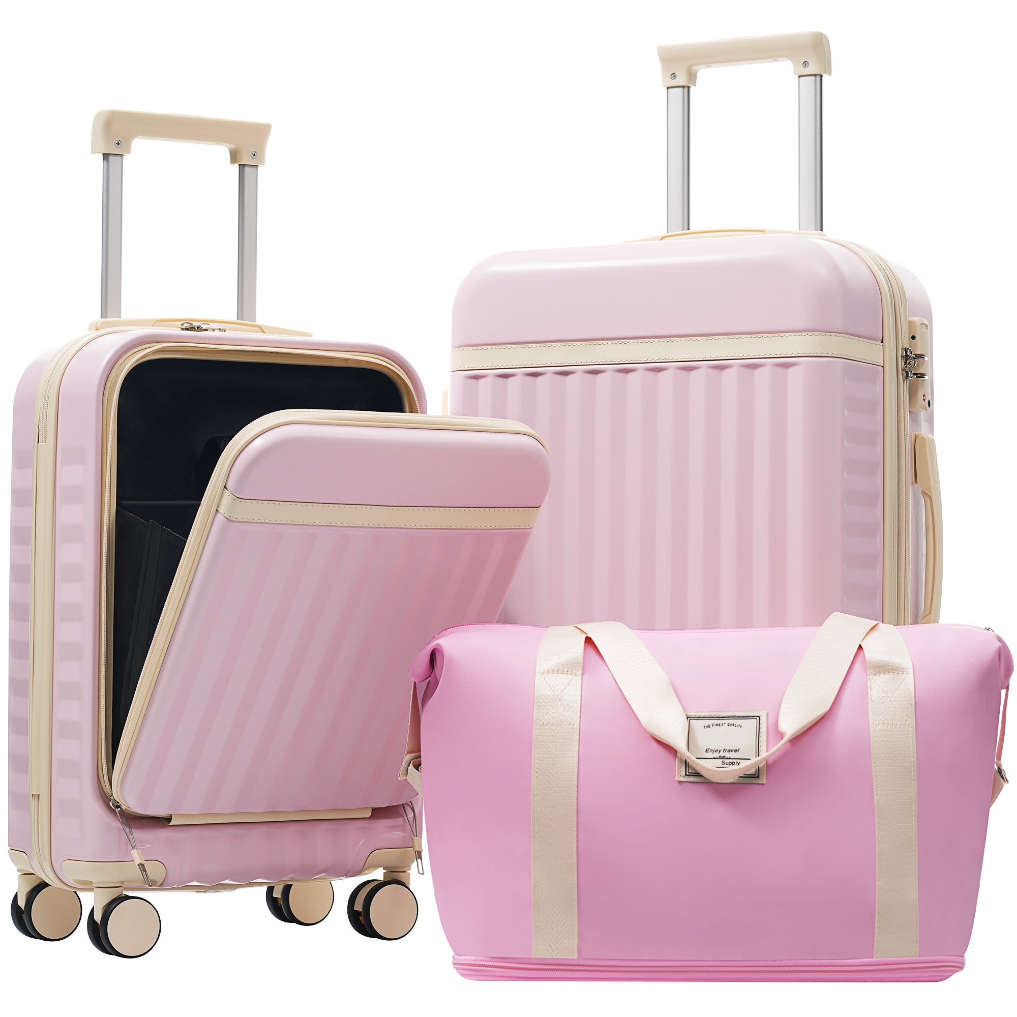 Azor 3-Piece Expandable Carry-On Set, Front Pocket, TSA Lock