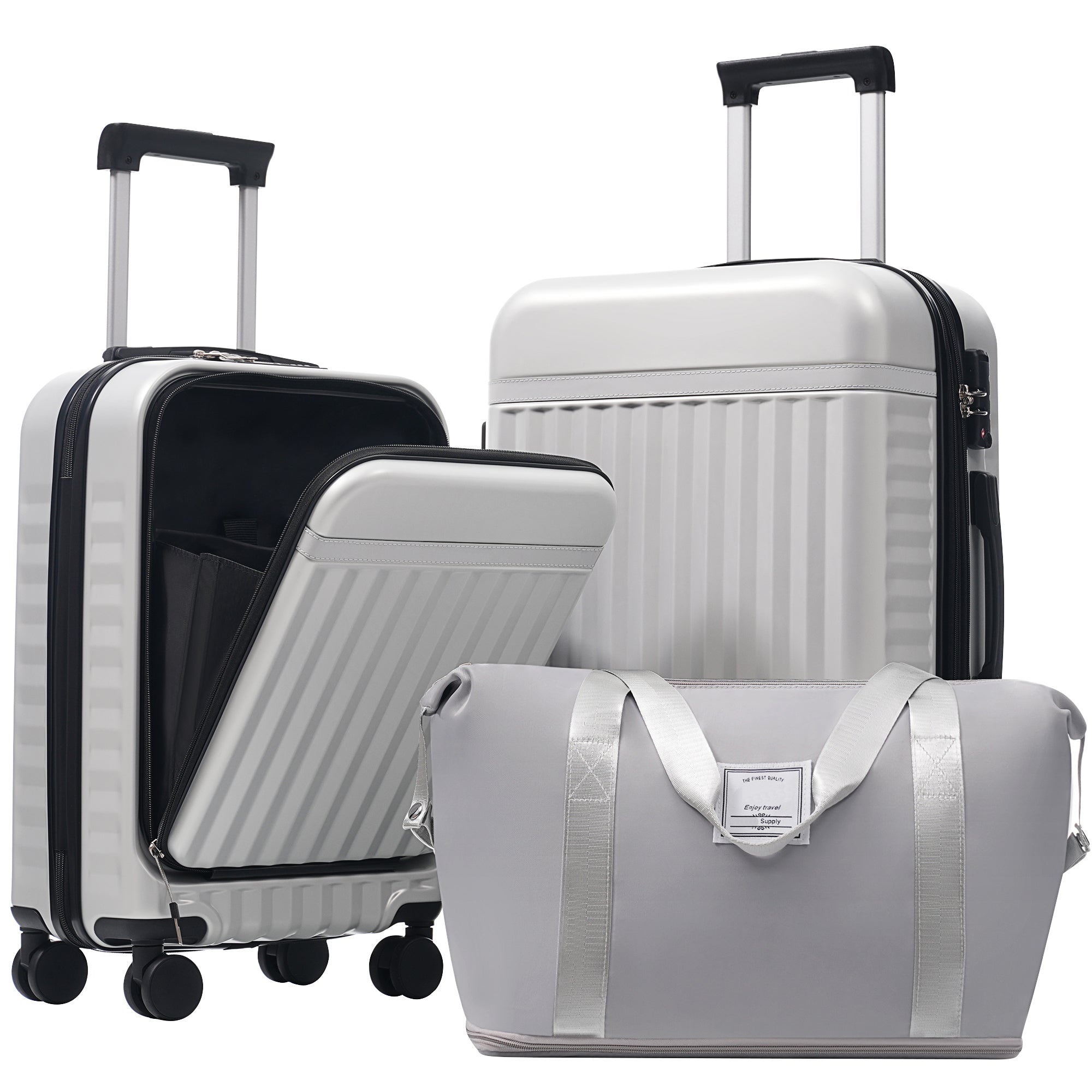 Azor 3-Piece Expandable Carry-On Set, Front Pocket, TSA Lock