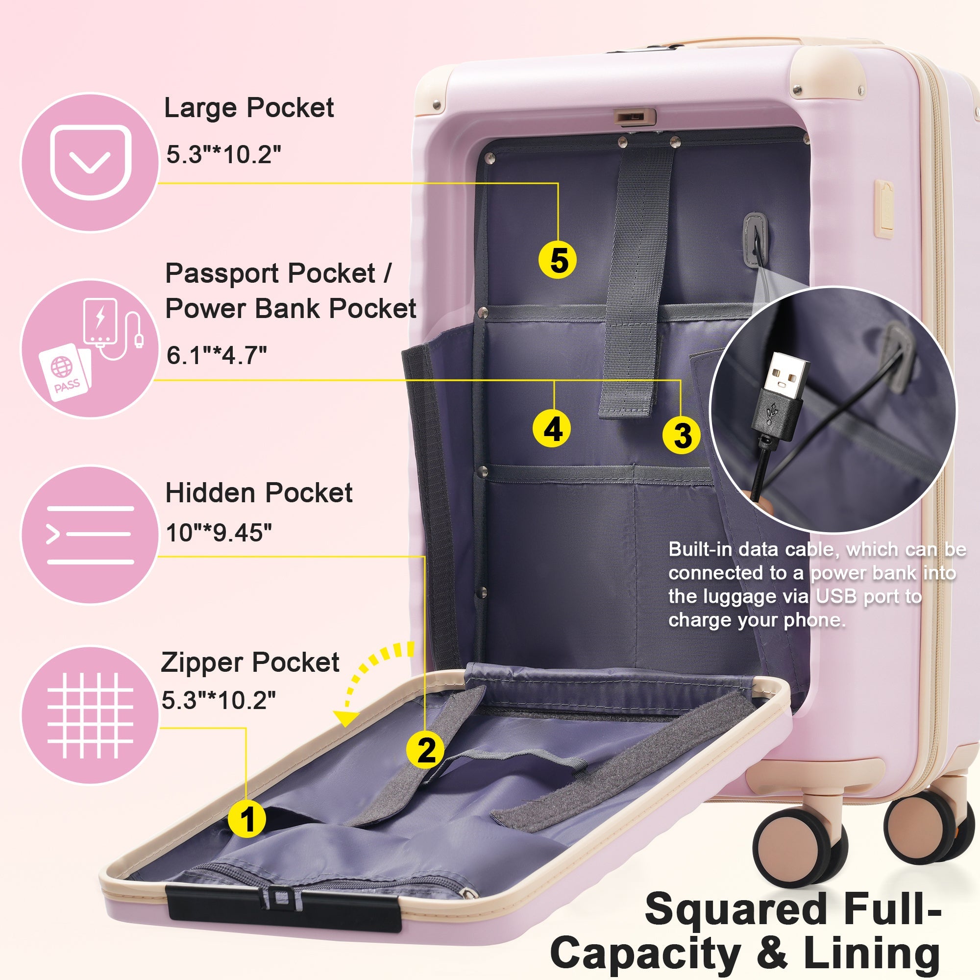 Azor 5-Piece Hardshell Carry-On Set, Complete System, Spinner Wheels