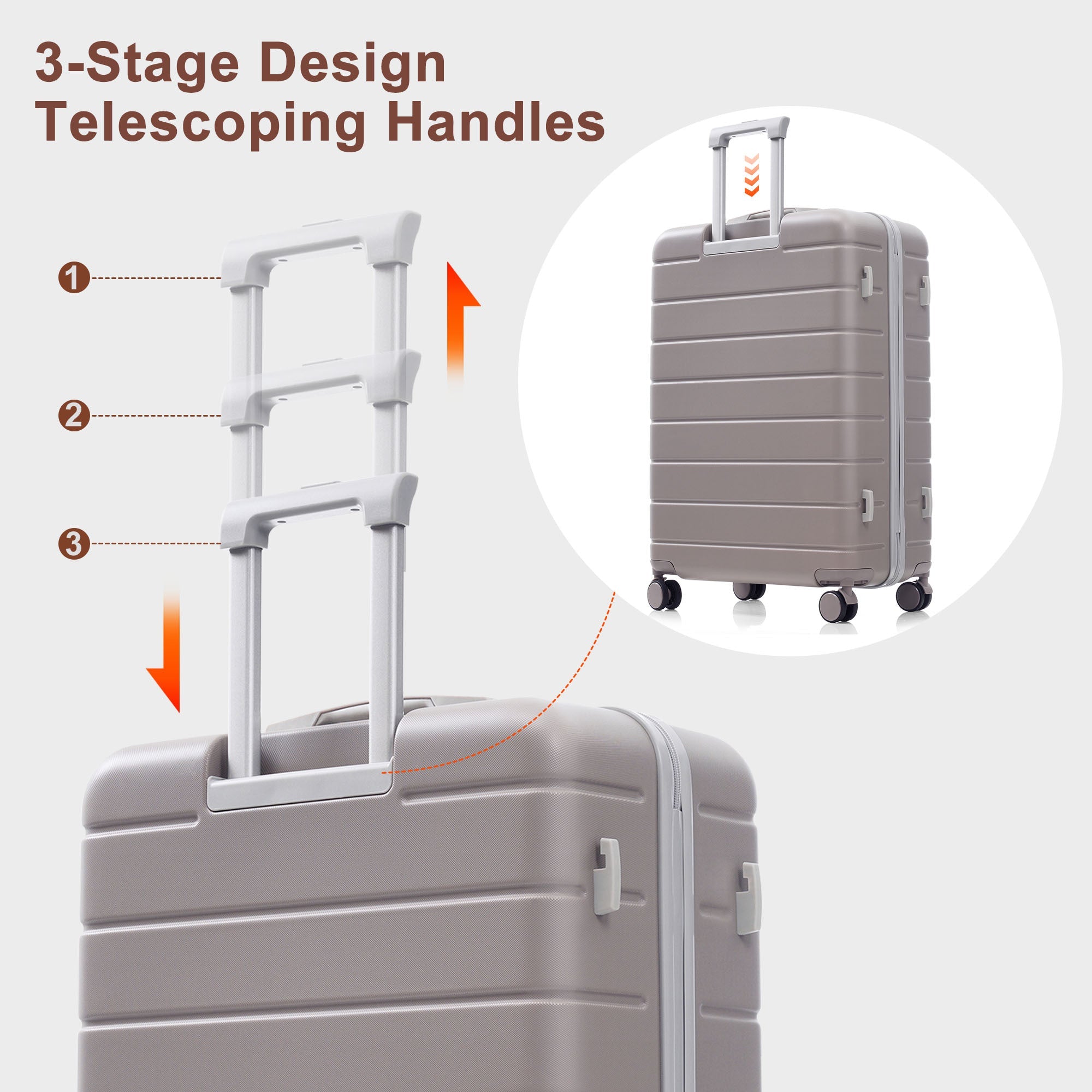 Azor Blue PC Luggage Set, Lightweight Travel Trio, TSA Lock