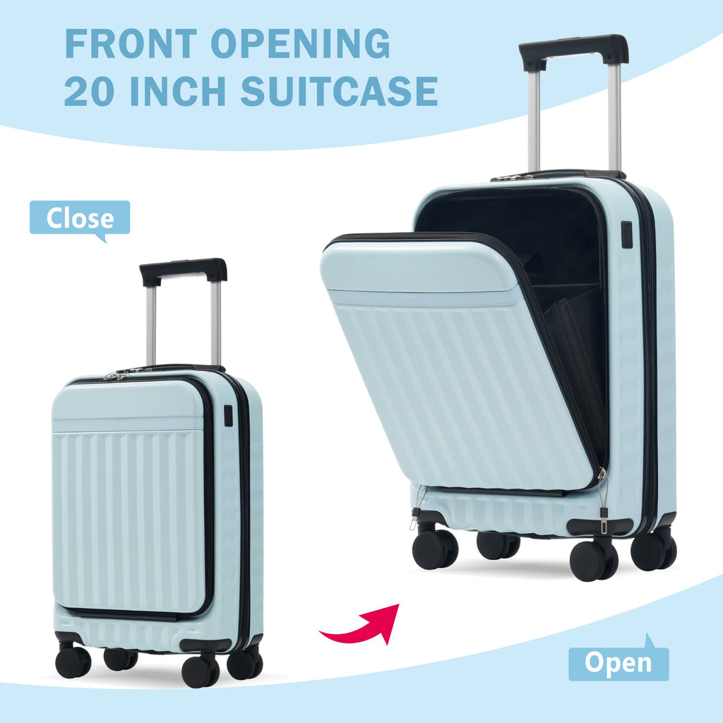 Azor 3-Piece Expandable Carry-On Set, Front Pocket, TSA Lock