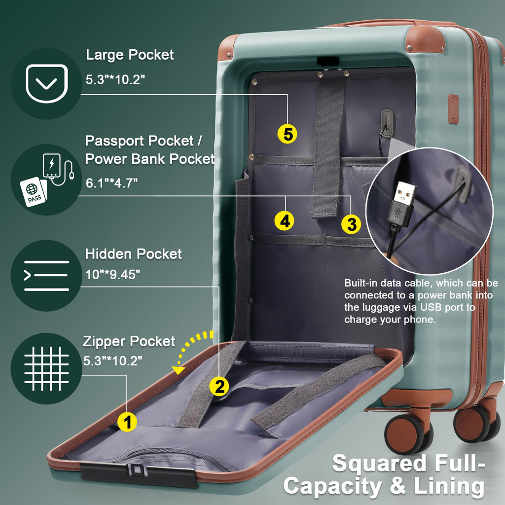 Azor 5-Piece Hardshell Carry-On Set, Complete System, Spinner Wheels