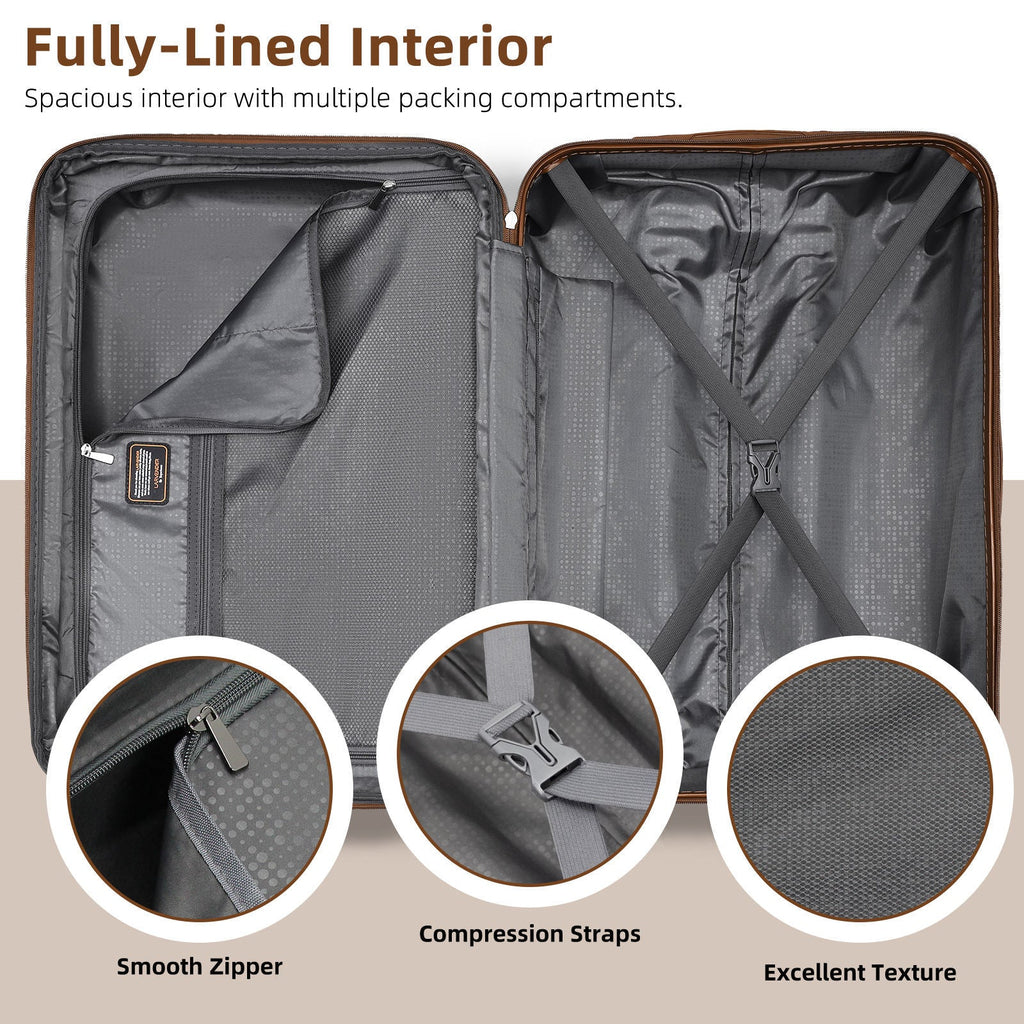 Azor 6-Piece Hardshell Luggage Set, Ultimate Travel Kit, TSA Lock