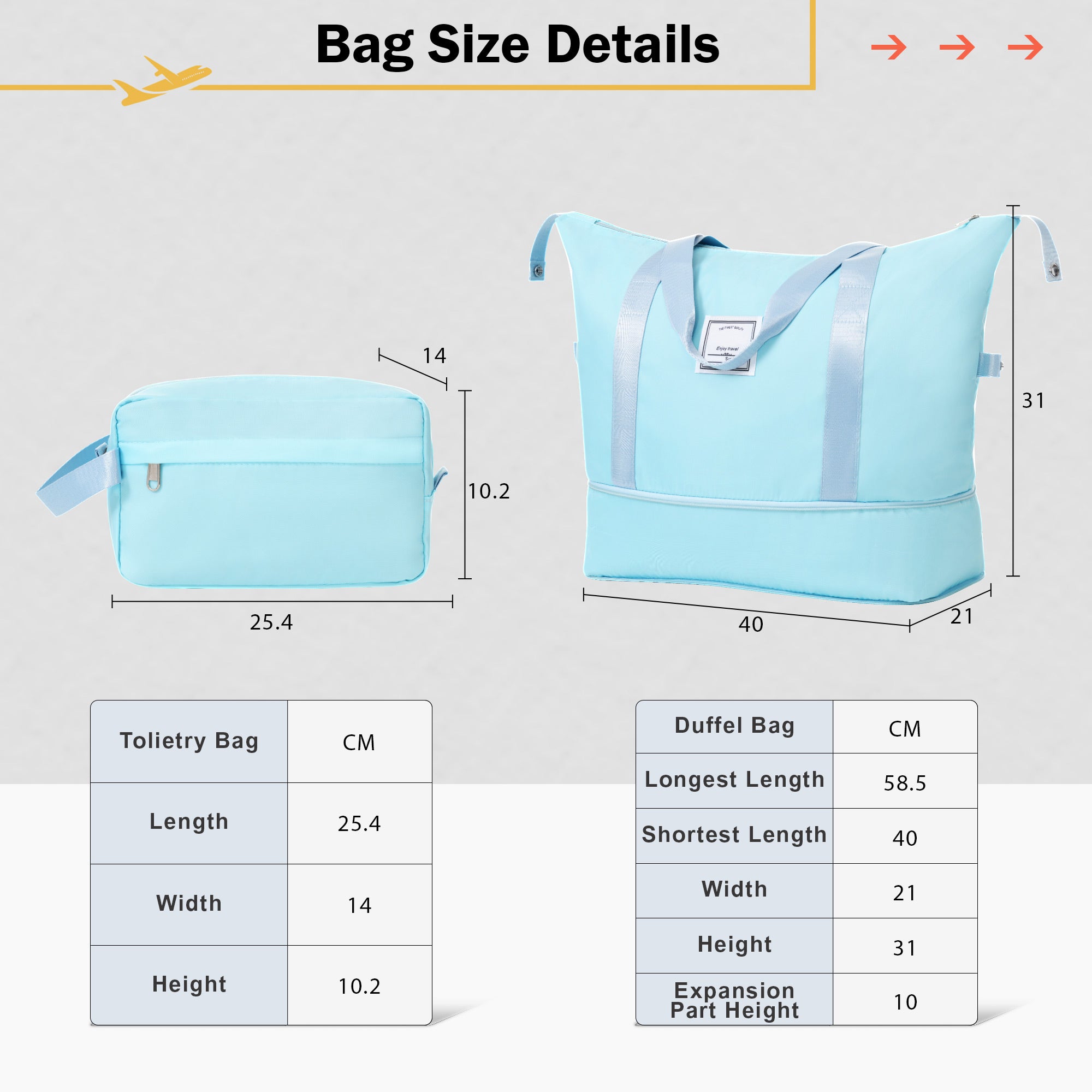 Azor Light Blue ABS Luggage Set, Travel in Colour, TSA Lock