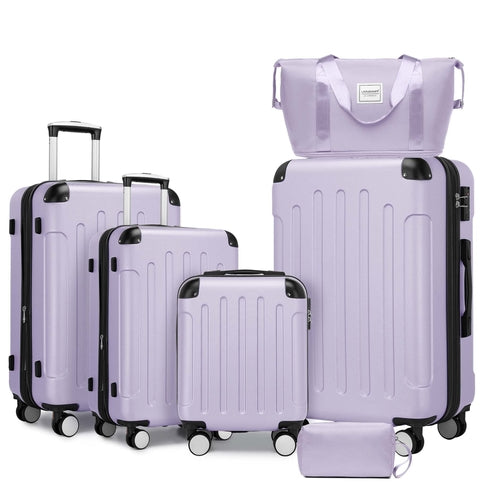 Azor 6-Piece Hardshell Luggage Set, Ultimate Travel Kit, TSA Lock