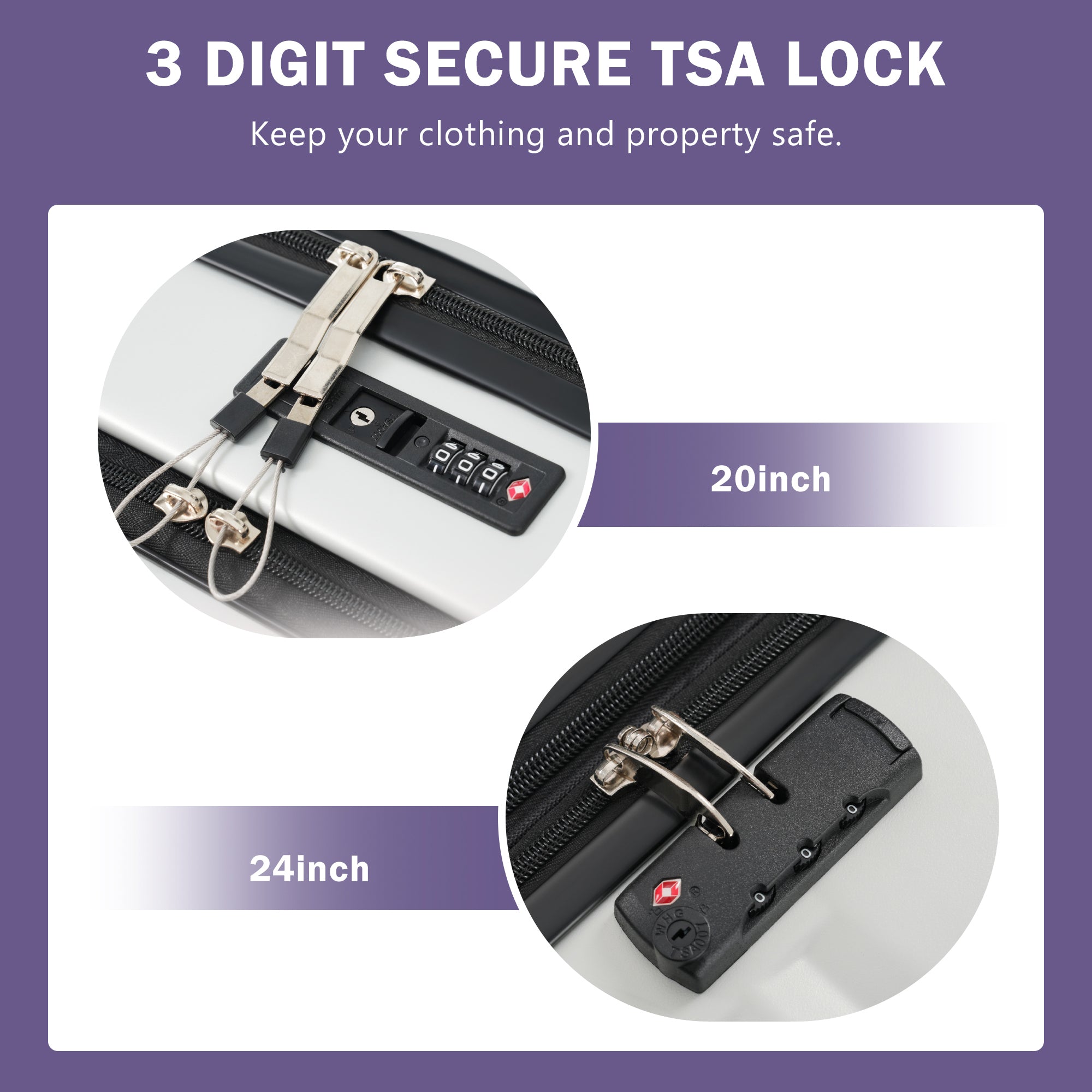 Azor 3-Piece Expandable Carry-On Set, Front Pocket, TSA Lock