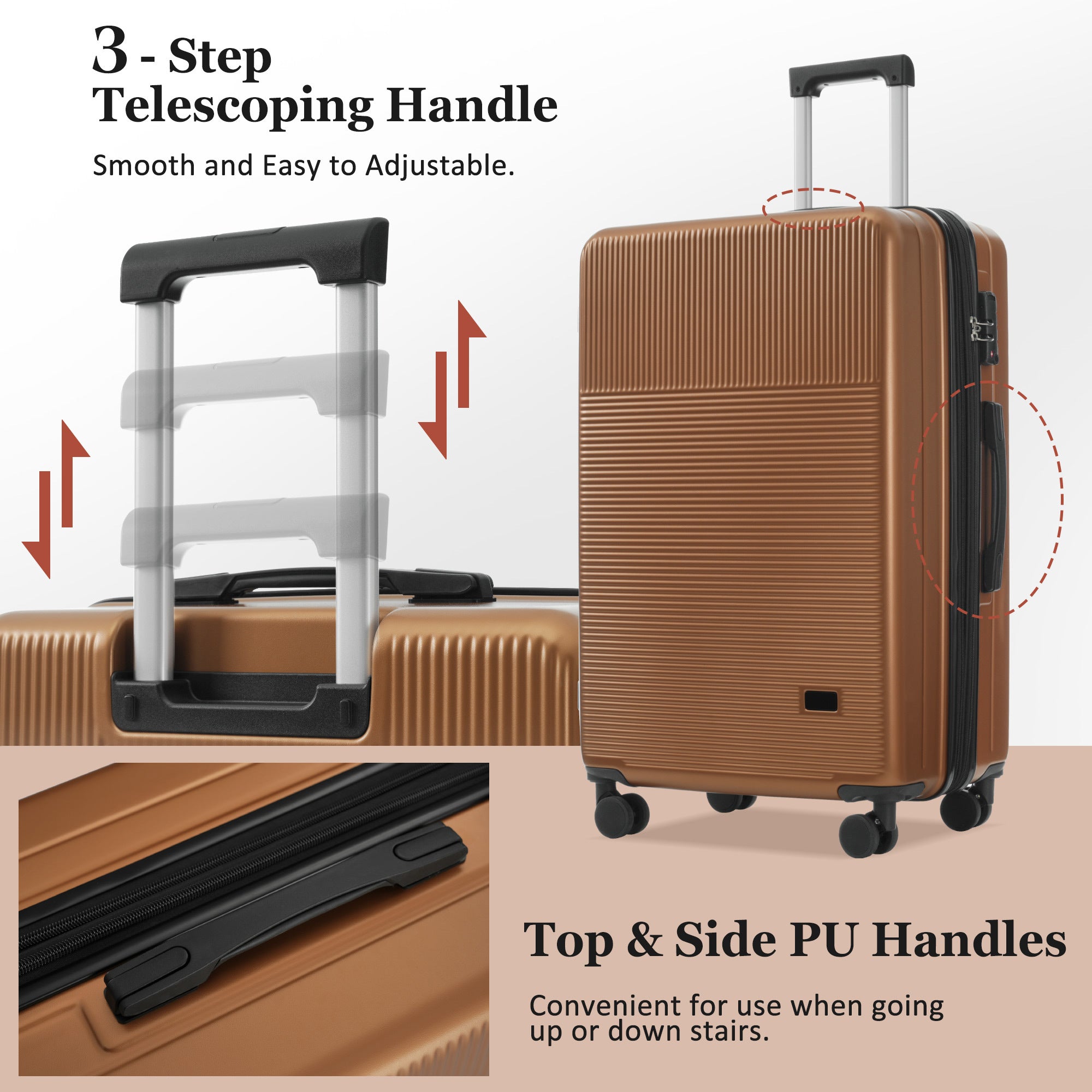 Azor Silver 5-Piece Luggage Set, Complete Travel System, TSA Lock