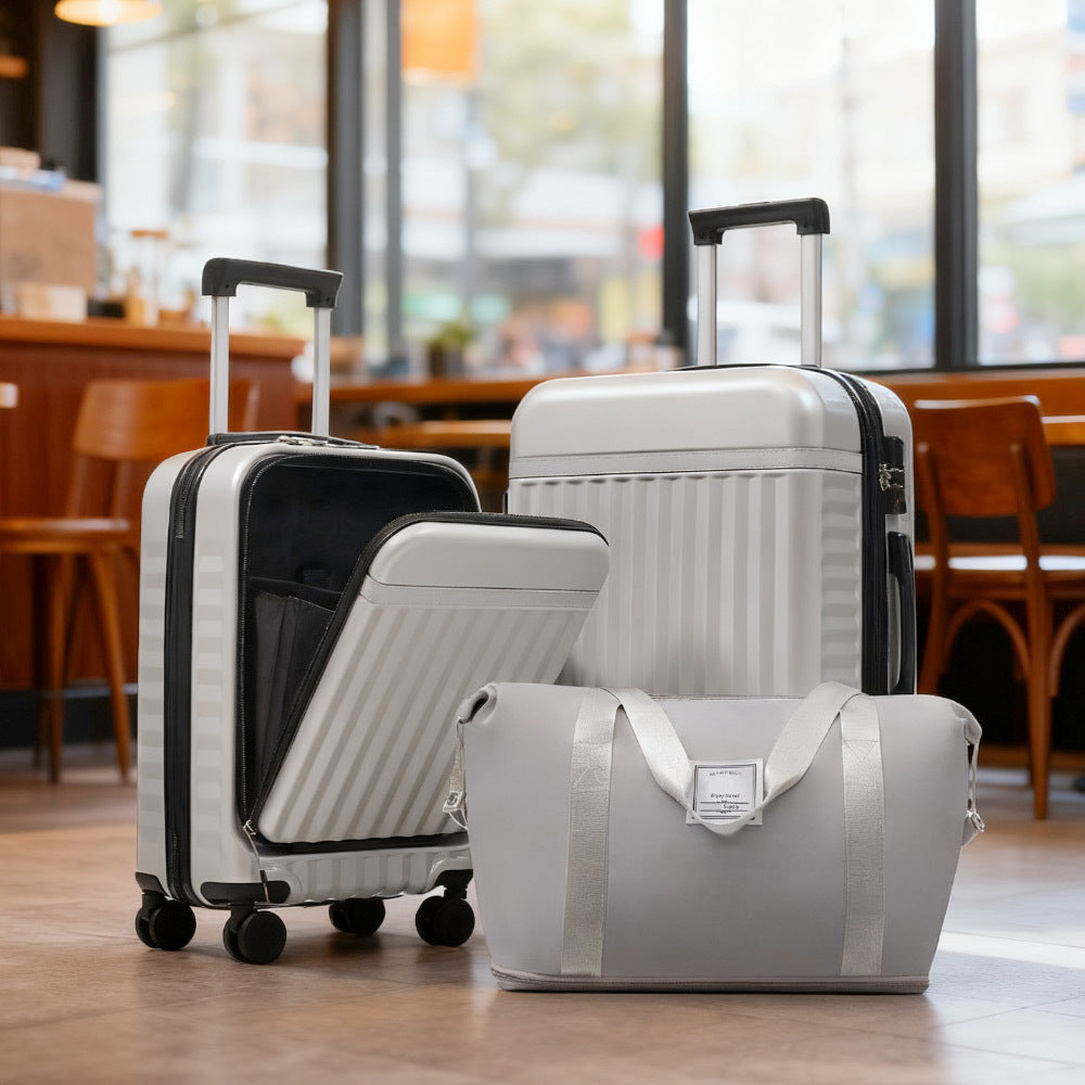Azor 3-Piece Expandable Carry-On Set, Front Pocket, TSA Lock
