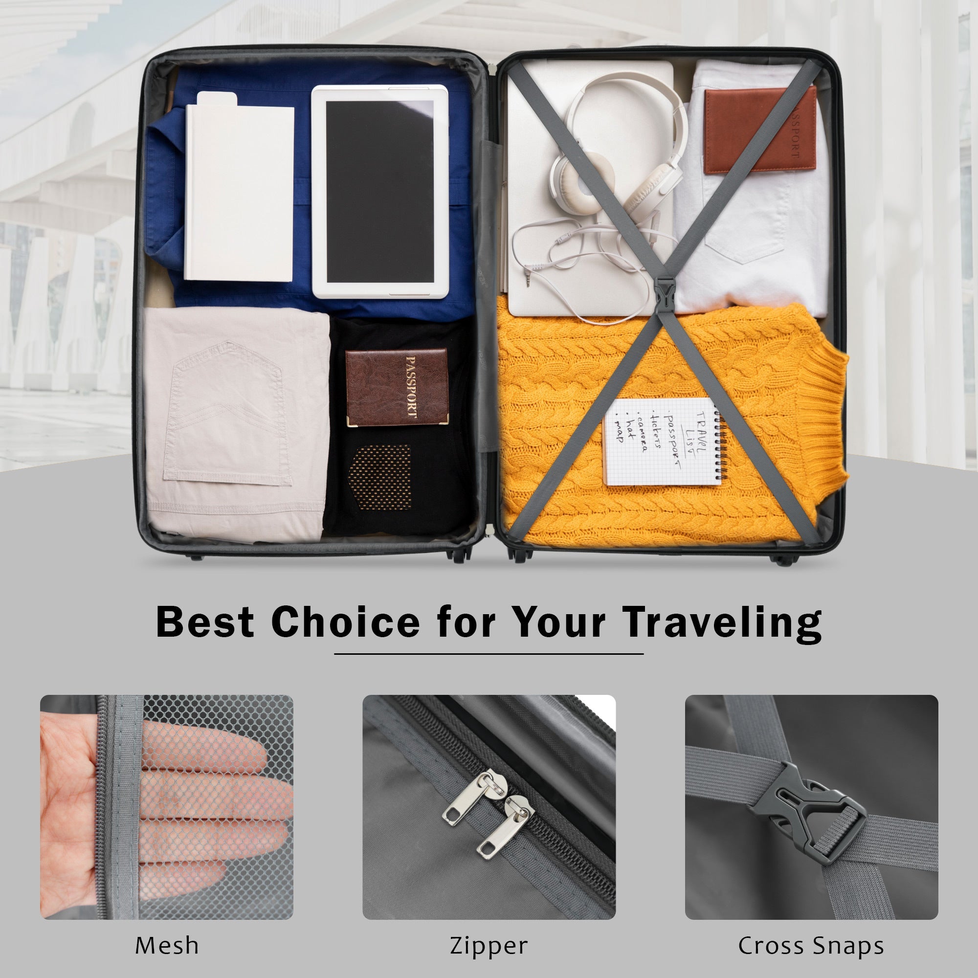 Azor Light Blue ABS Luggage Set, Travel in Colour, TSA Lock