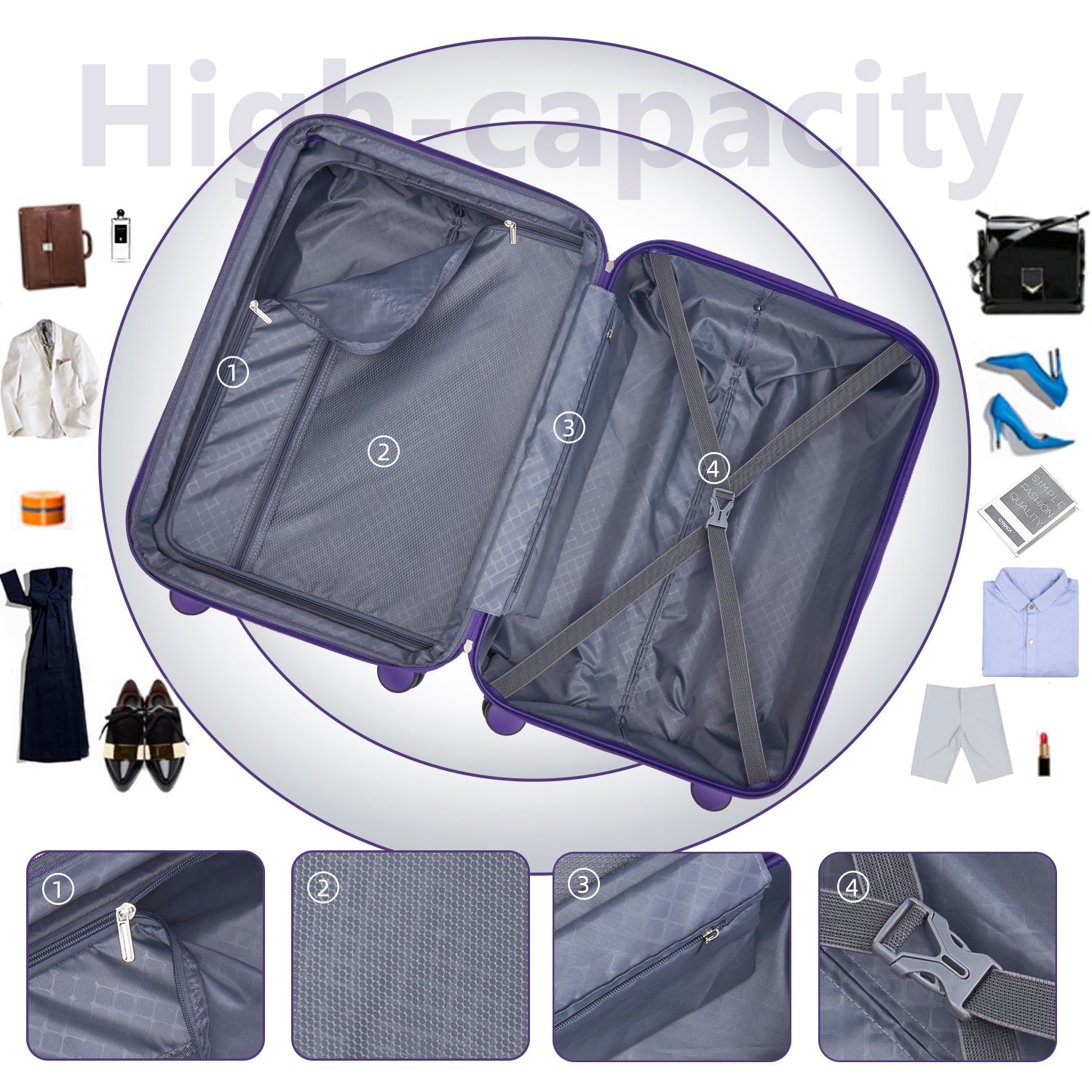 Azor 6-Piece Hardside Set, Suitcases + Duffel Bags, Complete Kit