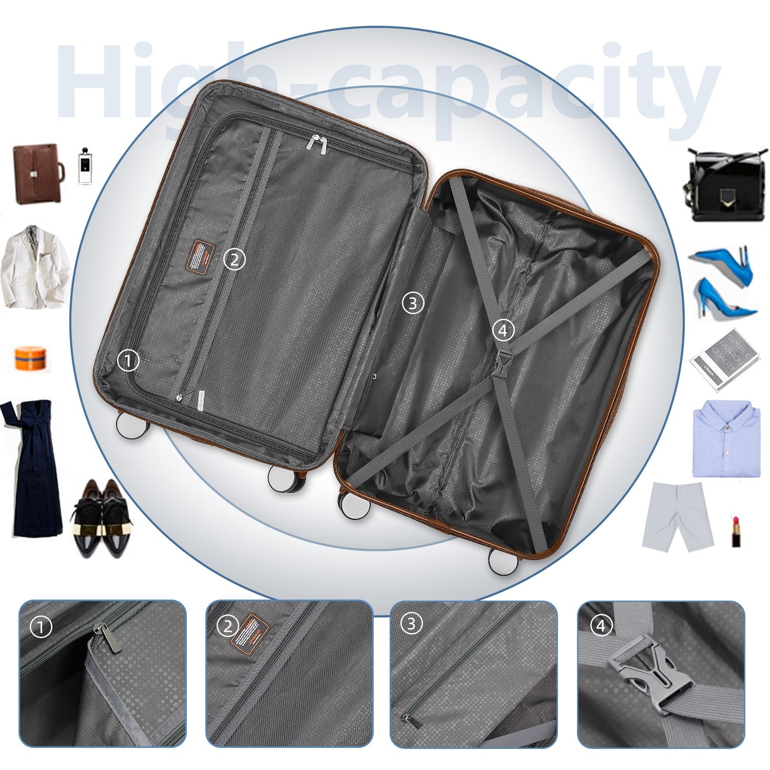 Azor 6-Piece Hardside Set, Suitcases + Duffel Bags, Complete Kit