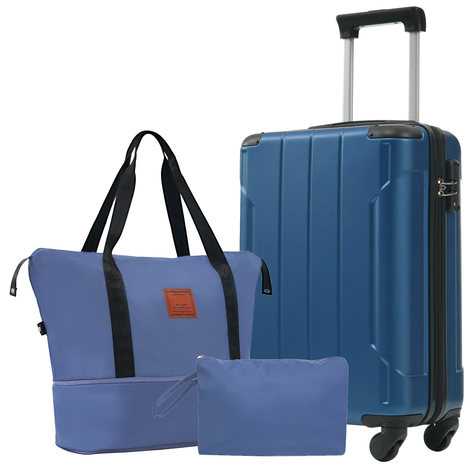 Azor Black & Brown Luggage Set, Timeless Travel Style, TSA Lock