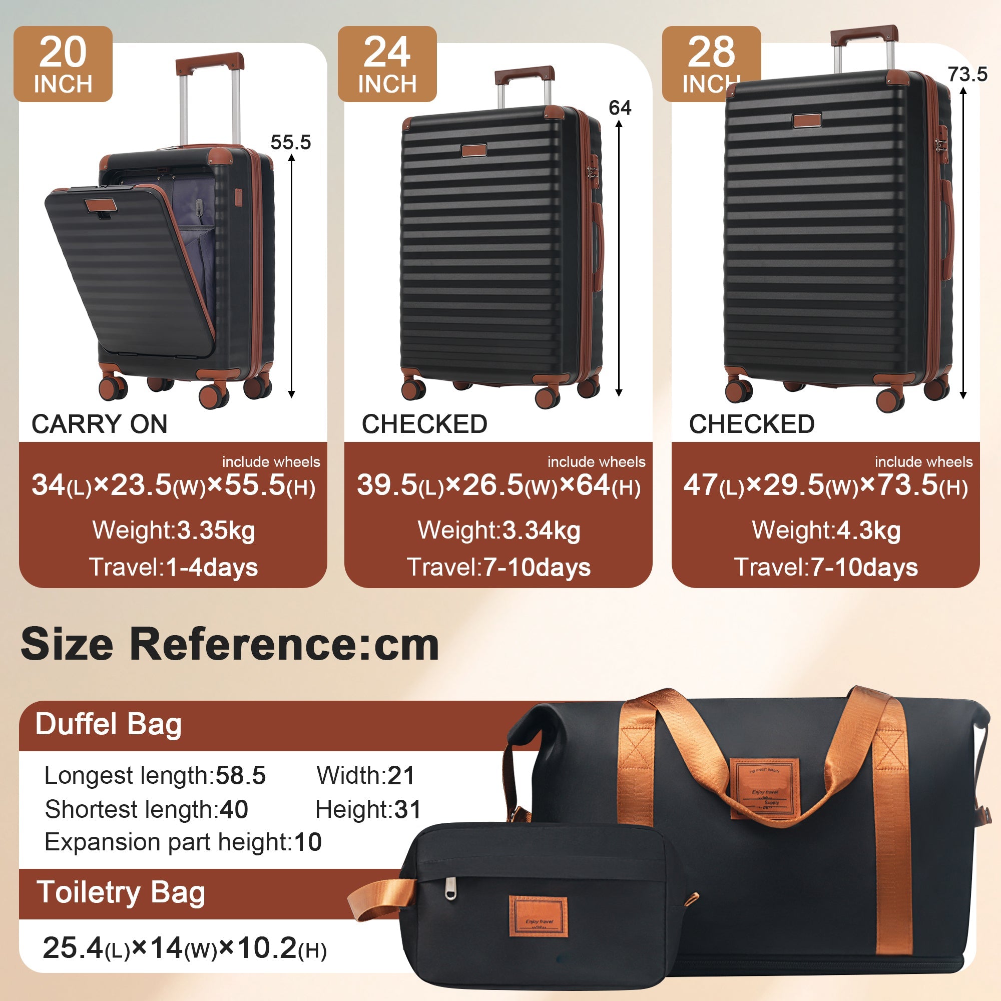 Azor 5-Piece Hardshell Carry-On Set, Complete System, Spinner Wheels