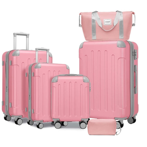 Azor 6-Piece Hardshell Luggage Set, Ultimate Travel Kit, TSA Lock